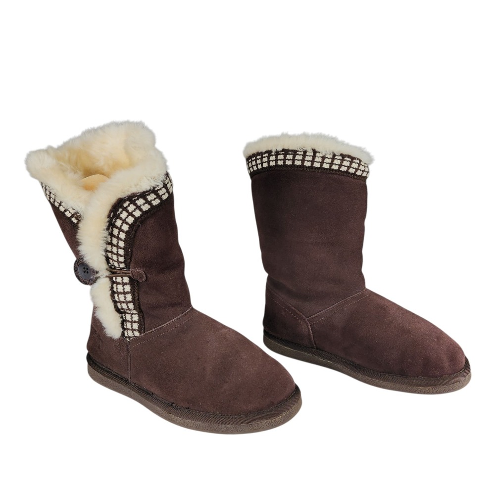 Alpine Design Boots sz 8 Women Annabelle Brown Suede Faux Fur Winter‎ Snow Warm